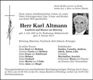 Traueranzeige Karl Altmann