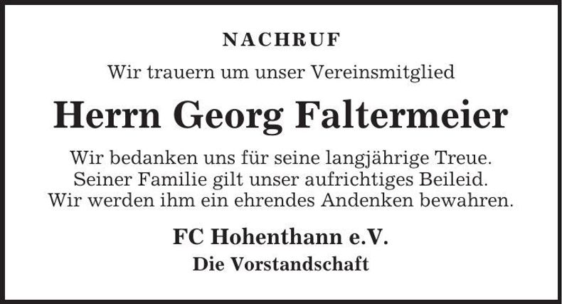Traueranzeige Georg Faltermeier