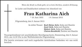 Traueranzeige Katharina Aich