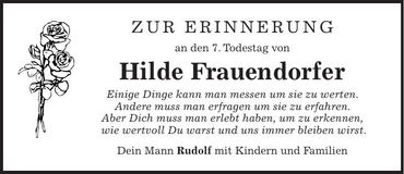 Traueranzeige Hilde Frauendorfer