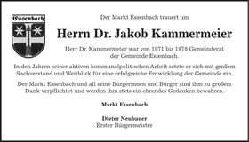 Traueranzeige Jakob Kammermeier