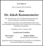 Traueranzeige Jakob Kammermeier