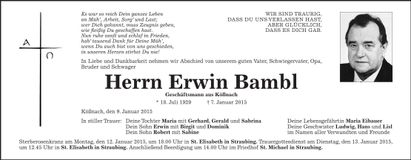 Traueranzeige Erwin Bambl