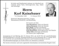 Traueranzeige Karl Kainzbauer