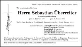 Traueranzeige Sebastian Überreiter