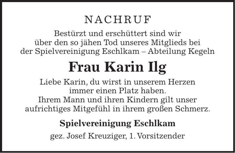Traueranzeige Karin Ilg
