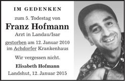 Traueranzeige Franz Hofmann