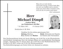 Traueranzeige Michael Dimpfl