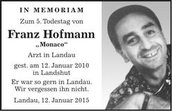 Traueranzeige Franz Hofmann