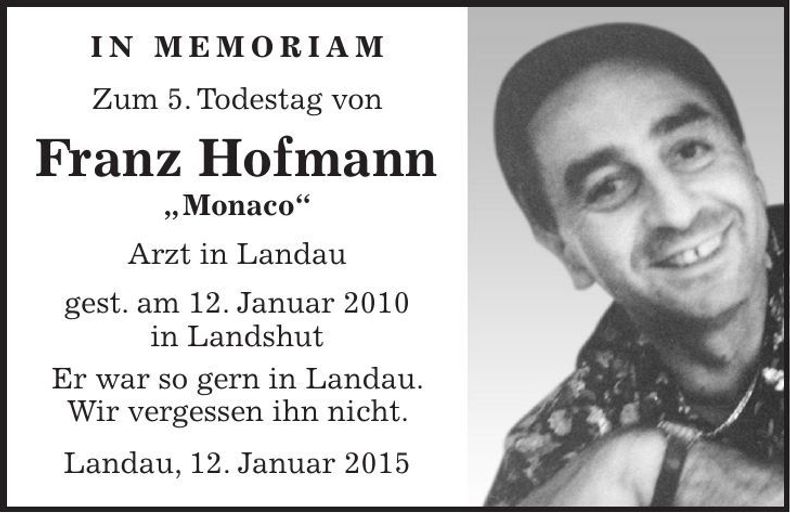 Traueranzeige Franz Hofmann