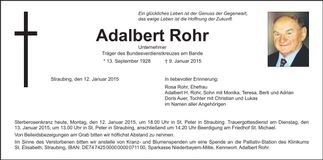 Traueranzeige Adalbert Rohr