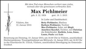 Traueranzeige Max Pichlmeier