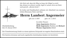 Traueranzeige Lambert Angermeier