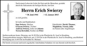 Traueranzeige Erich Swierzy