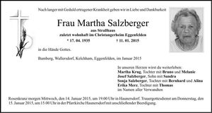 Traueranzeige Martha Salzberger