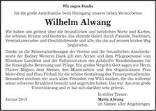 Traueranzeige Wihelm Alwang