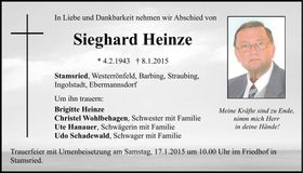 Traueranzeige Sieghard Heinze