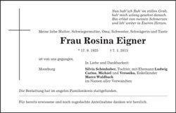 Traueranzeige Rosina Eigner