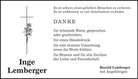 Traueranzeige Inge Lemberger