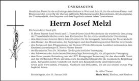 Traueranzeige Josef Melzl