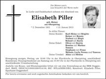 Traueranzeige Elisabeth Piller