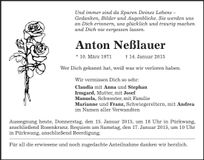 Traueranzeige Anton Neßlauer