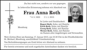 Traueranzeige Anna Roth