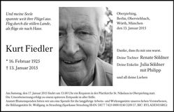 Traueranzeige Kurt Fiedler