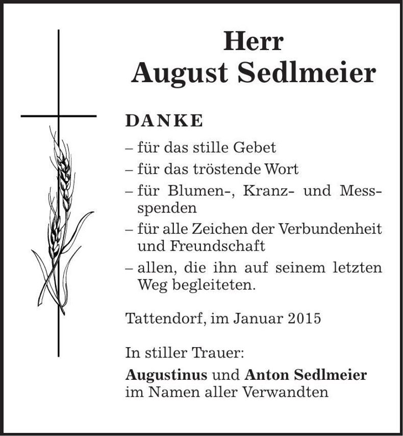 Traueranzeige August Sedlmeier