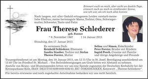 Traueranzeige Therese Schlederer