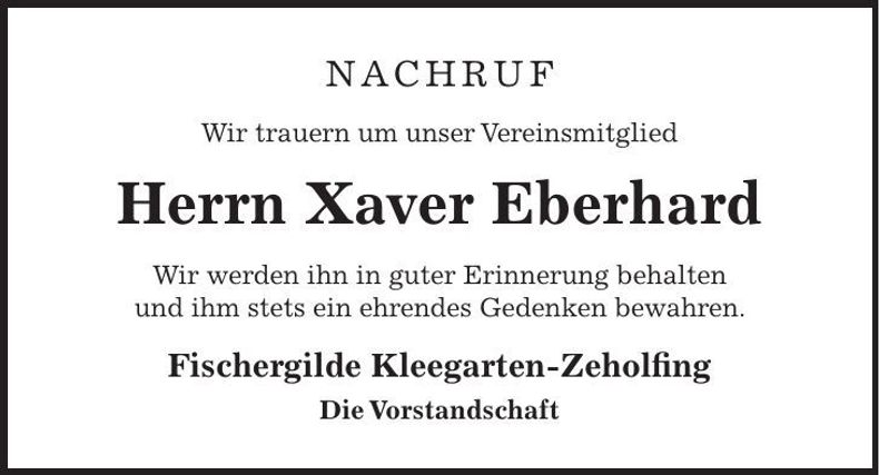 Traueranzeige Xaver Eberhard
