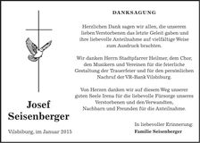 Traueranzeige Josef Seisenberger