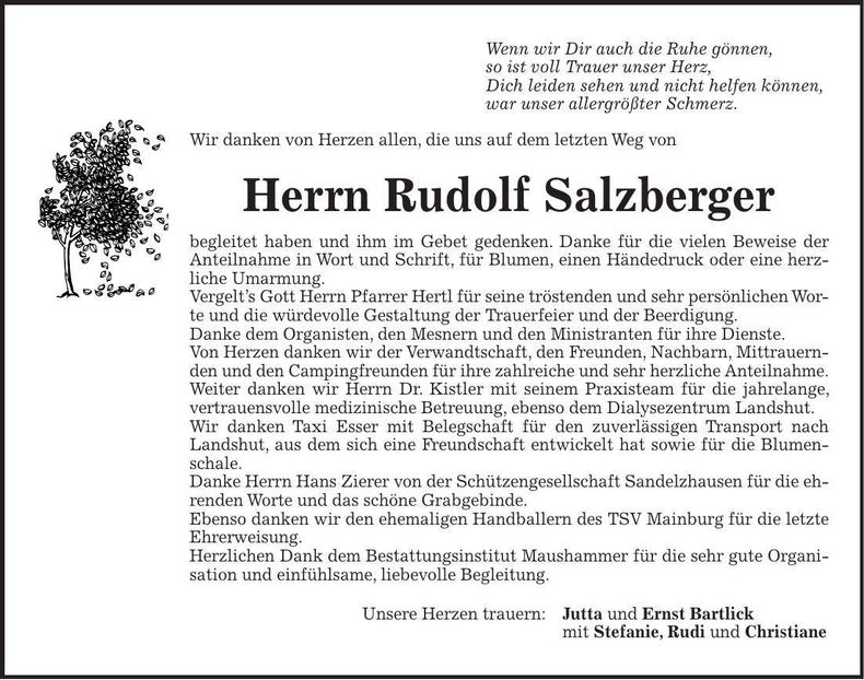 Traueranzeige Rudolf Salzberger