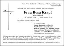 Traueranzeige Rosa Krapf