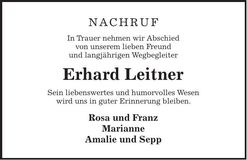 Traueranzeige Erhard Leitner