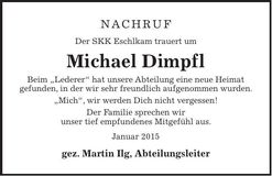 Traueranzeige Michael Dimpfl