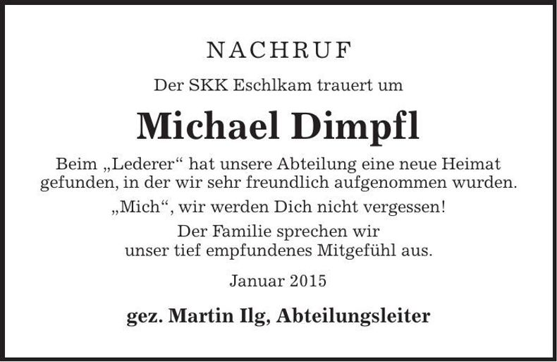 Traueranzeige Michael Dimpfl