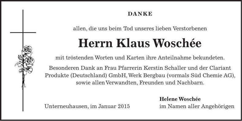 Traueranzeige Klaus Woschée