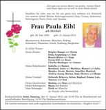 Traueranzeige Paula Eibl
