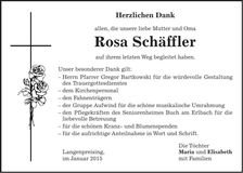 Traueranzeige Rosa Schäffler