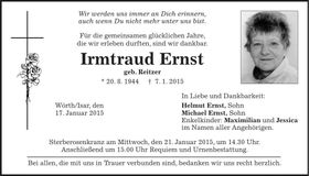 Traueranzeige Irmtraud Ernst