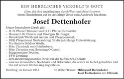 Traueranzeige Josef Dettenhofer
