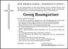 Traueranzeige Georg Baumgartner