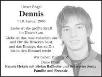 Traueranzeige Dennis Hekele