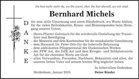 Traueranzeige Bernhard Michels