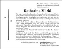 Traueranzeige Katharina Märkl