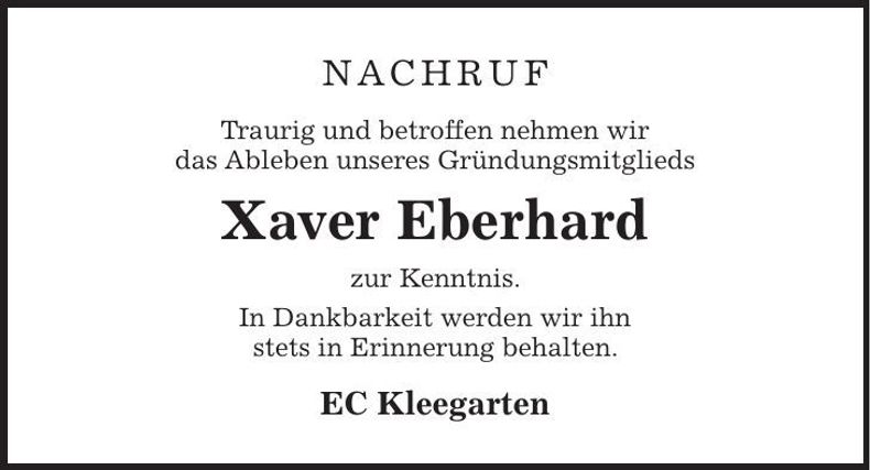 Traueranzeige Xaver Eberhard