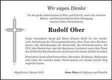 Traueranzeige Rudolf Ober