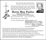 Traueranzeige Max Paulus
