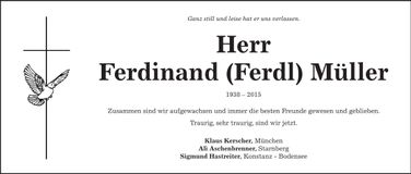 Traueranzeige Ferdinand Müller